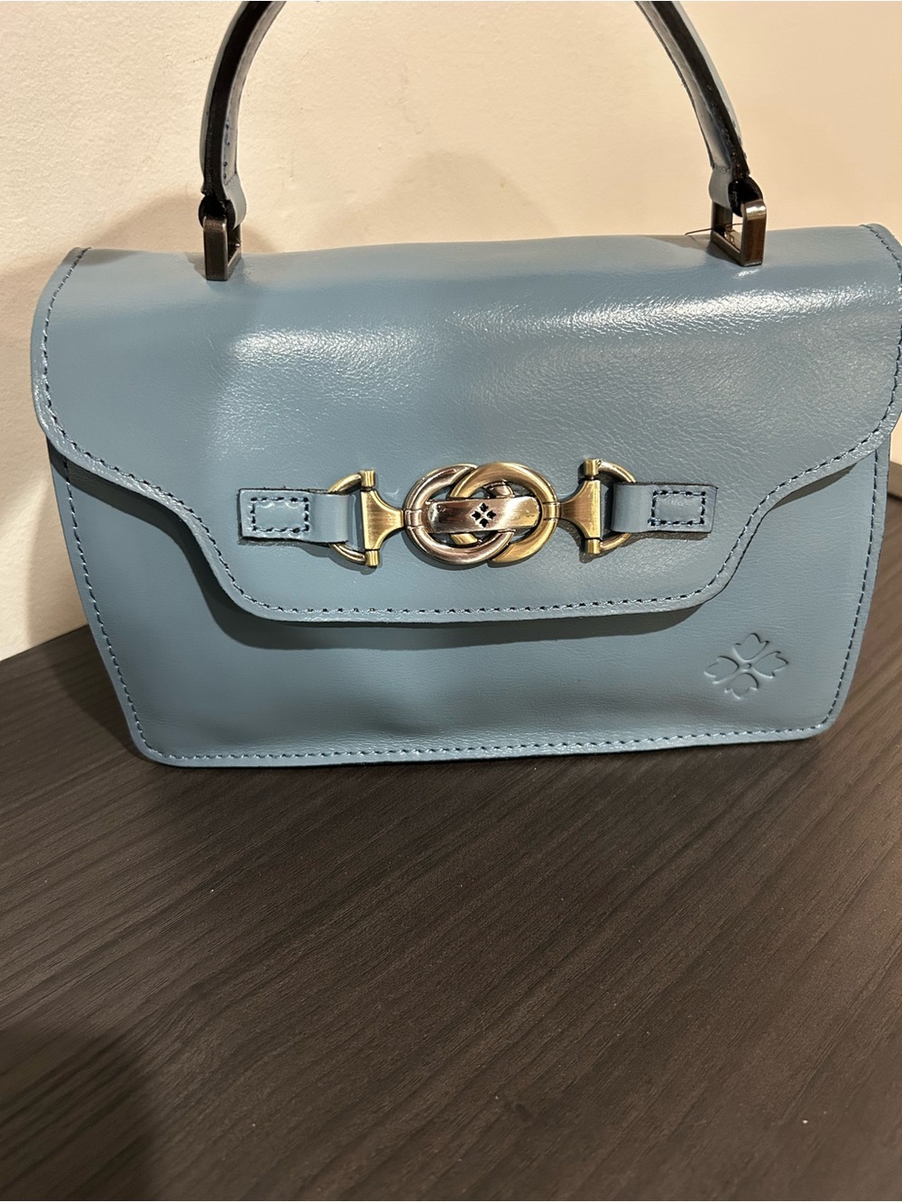 Patricia Nash Blue Fog Leather Porcili Satchel with Crossbody Strap- NWT - Picture 12 of 13